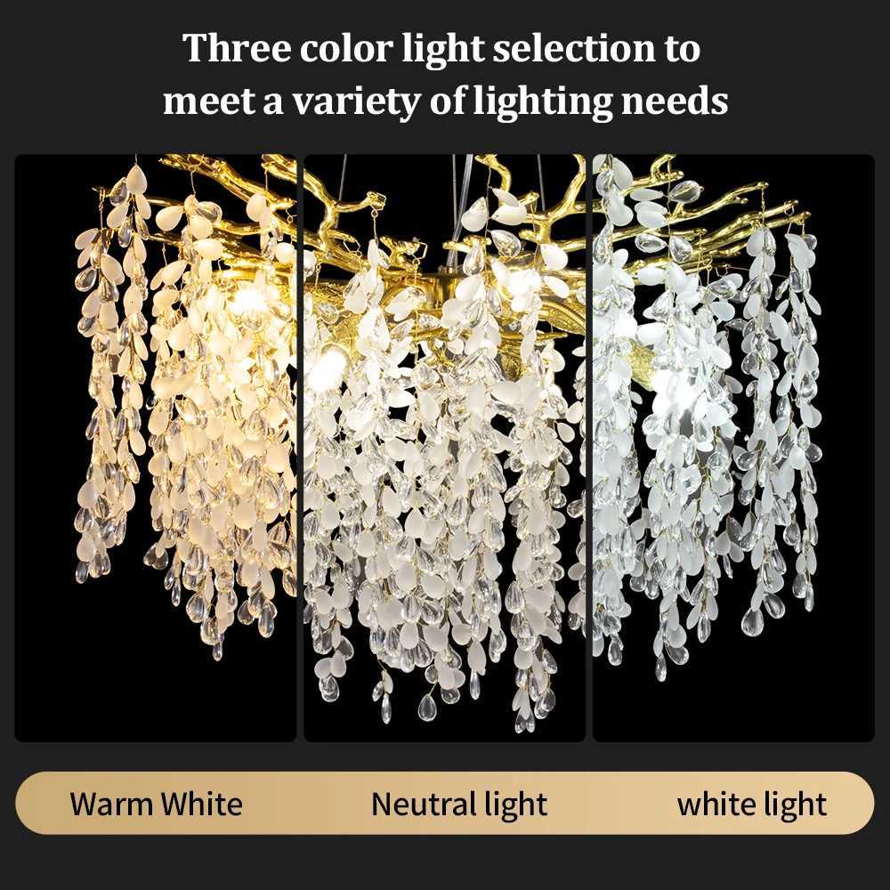 Round Crystal Branch Chandelier Gold For Living Dining Room Bedroom Foyer Nordic Lustre Grape Bunch Crystal Ceiling ChandelierXJ250725