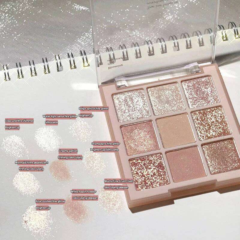 Nine-color Eyeshadow Tray Gentle All-in-one Shine Charming Eye Makeup Accessories Lasting makeup delicate glitter easy