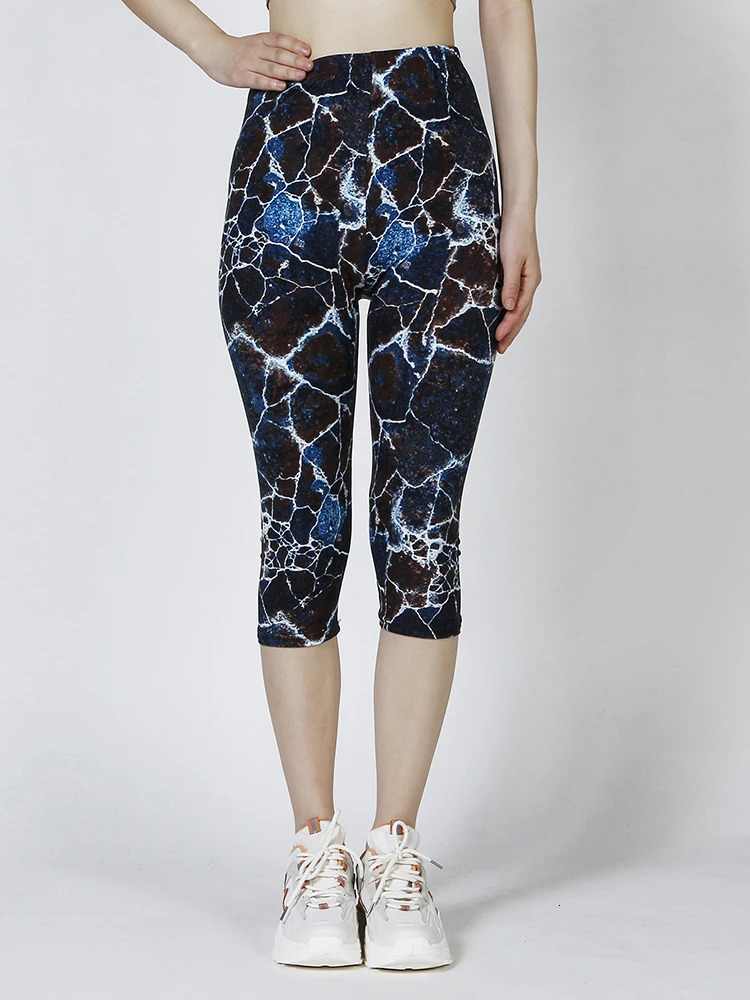 CUHAKCI Summer Digital Printing Cropped Pants Soft Stretchy Casual Sports Yoga Women Clothes Leggings Drop 250725