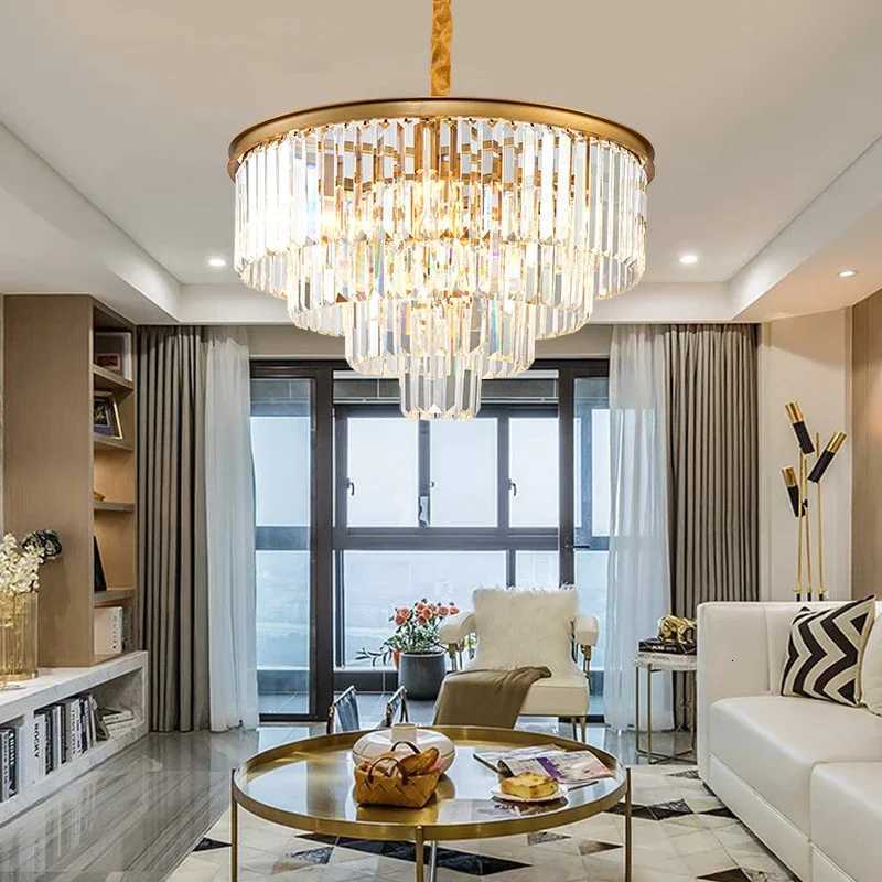 2024 LED Luxury Crystal Hanging Chandeliers Restaurant Pendant Lighting Lustre Living Dining Table Room Kitchen Home Decor LampsXJ250725