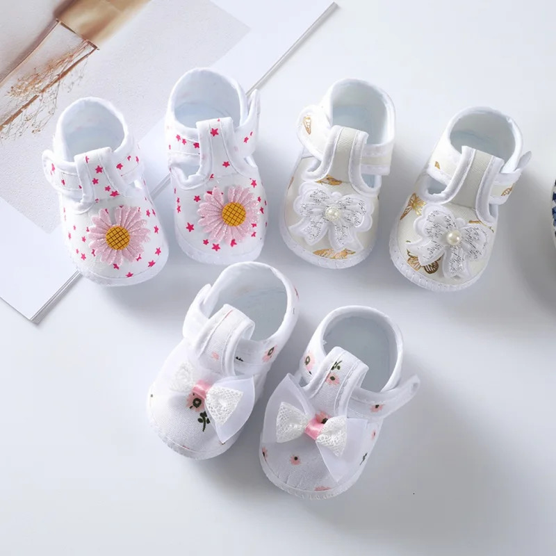 Baby Girl Shoes Cute Floral Bow First Walkers Soft Sole Crib born Toddler Shoe Infant Girls Shoes 250725