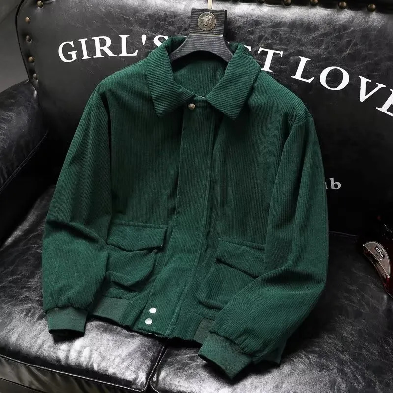 Men Leisure Corduroy Cargo Jacket Fashion Korean Slim Stylish Outfits High Quality Long Sleeve Vintage Pocket Coats 250725