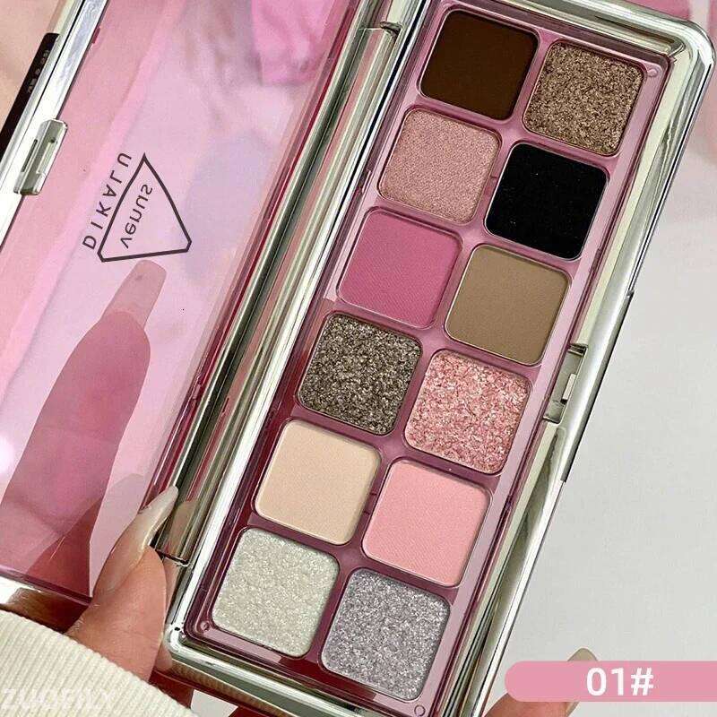 Newest 12-color Glitter Eyeshadow for Shiny Fashionable Makeup Cement Color Long Lasting Eye Shadow Palette Cosmetic