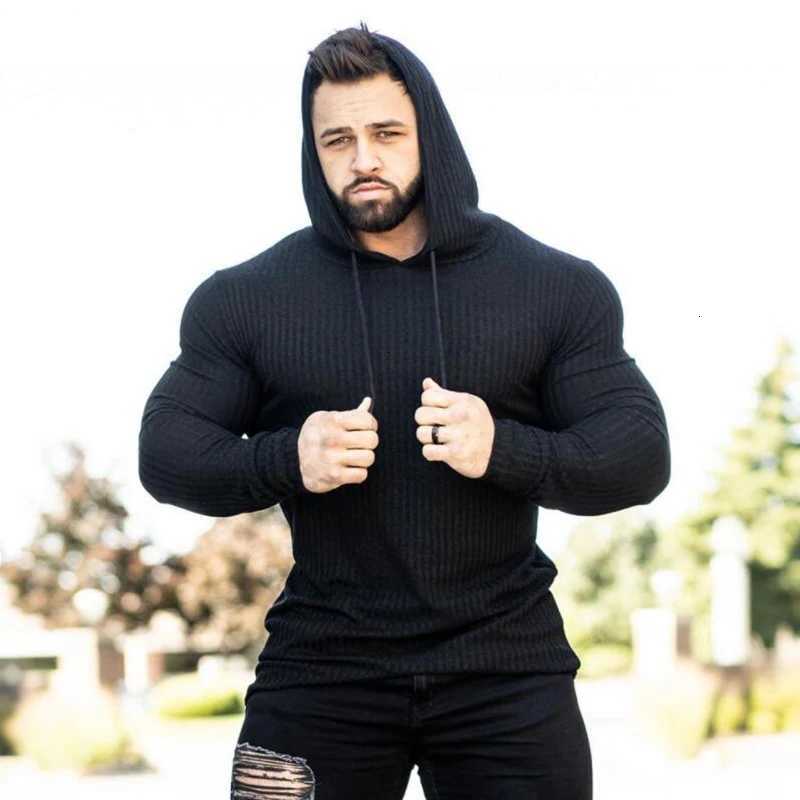 New Spring Fitness Hooded Sweaters Men Warm Turtleneck Sweaters Slim Fit Sports Pullover Men Sweater Gym Knitwear Pull Homme Z250725