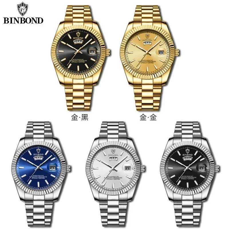 BINBOND B7012 Mens Fashion Business Sports Quartz Watch 30M Waterproof Luminous Classic Cndar Creative Clock M Wristwatch X250726