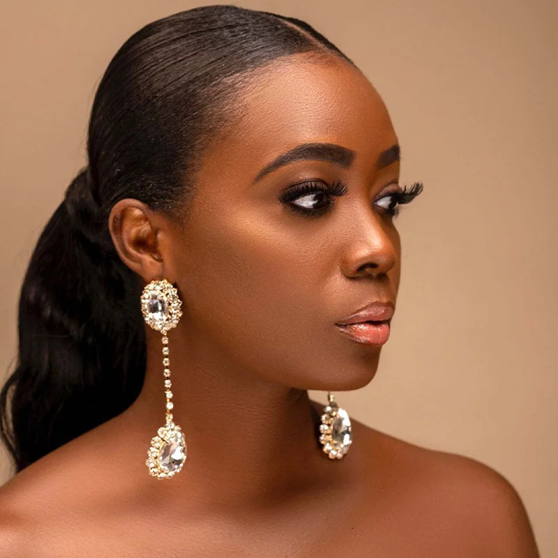 Stonefans Fashion Shiny Long Oval Earrings for Women ious Water Drop Pendant Claw Chain Jewelry Party 250715