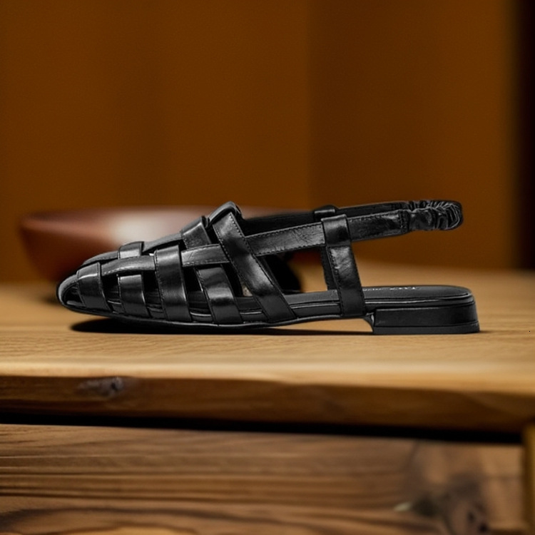 2025 New Designer Sandals For Spring And Summer Outdoor Beach Square-toed Chunk-heeled Sandals, Low-heeled Cowhide Fashionable Women's Shoes 5-13