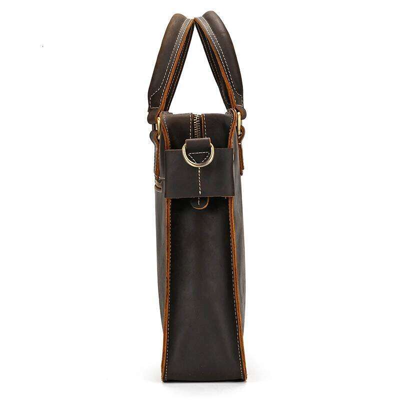 Top grade genuine leather briefcase 15 16 inch laptop business bag vintage fashion original handmade men totes handbags male