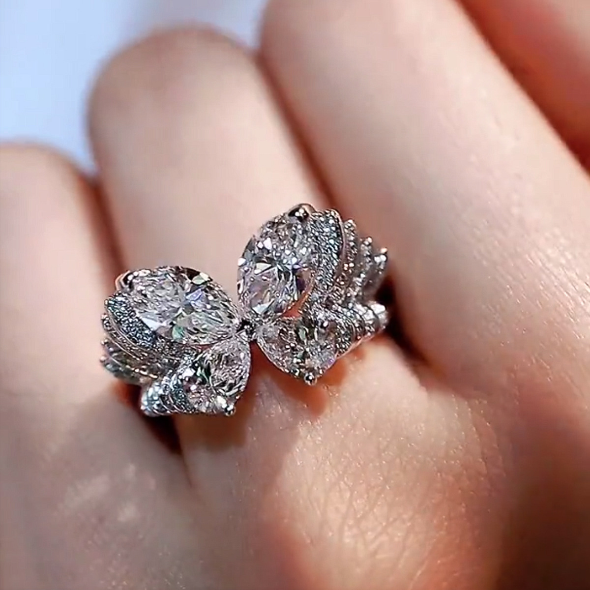 Choucong Handmade Wedding Rings Luxury Jewelry 100% Geunine 925 Sterling Silver Marquise Cut White Lab Moissanite Diamond Animal Lady Ins Bridal Ring Lover Gift