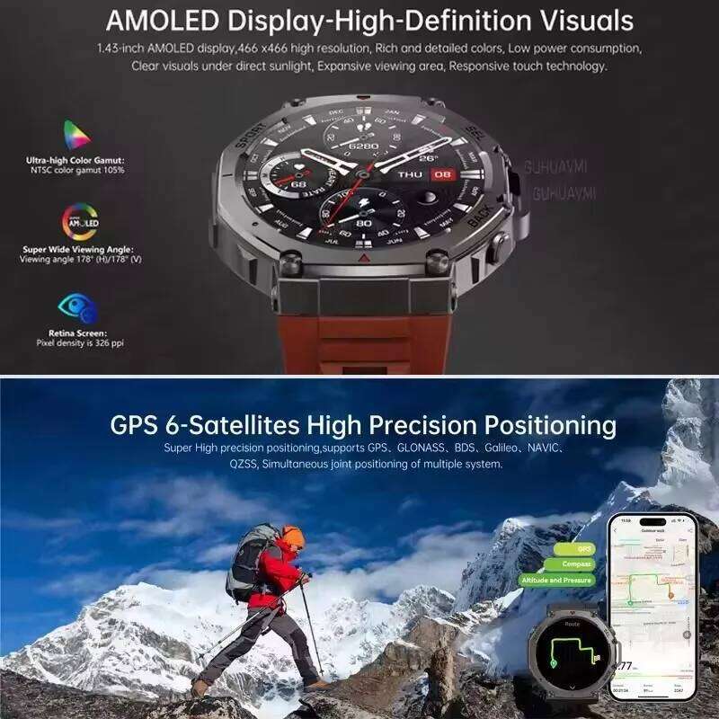 GUHUAVMI T-Rex Ultra GPS Smart Watch 5 ATM Waterproof Built-In Dual-Band GNSS Compass Military 170+Sport Smartwatch Men 2025 New