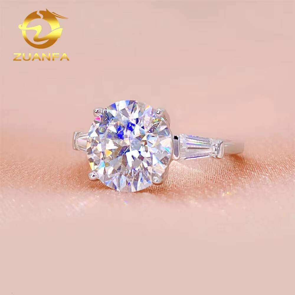 Fine Women Jewelry 925 Sterling Silver GRA Certificated Tapper Cut 4.6 CT VVS Lab Diamond Engagement Rings Moissanite