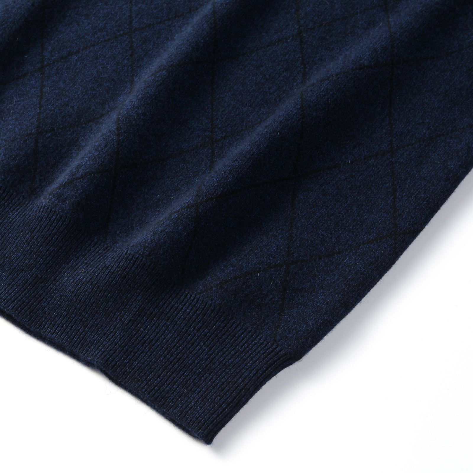 Pure Cashmere Women's Half Turtleneck Diamond Check Sweater Multicolor Classic Knit Top