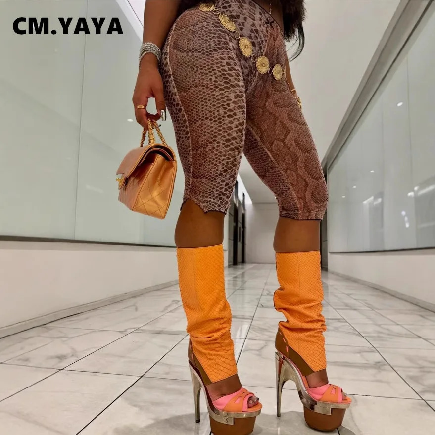 CMYAYA Women Fashion Sexy Party Clubwear Mesh See Though Pants s 2025 Summer Leopard Print Leggings Street Trousers 250725