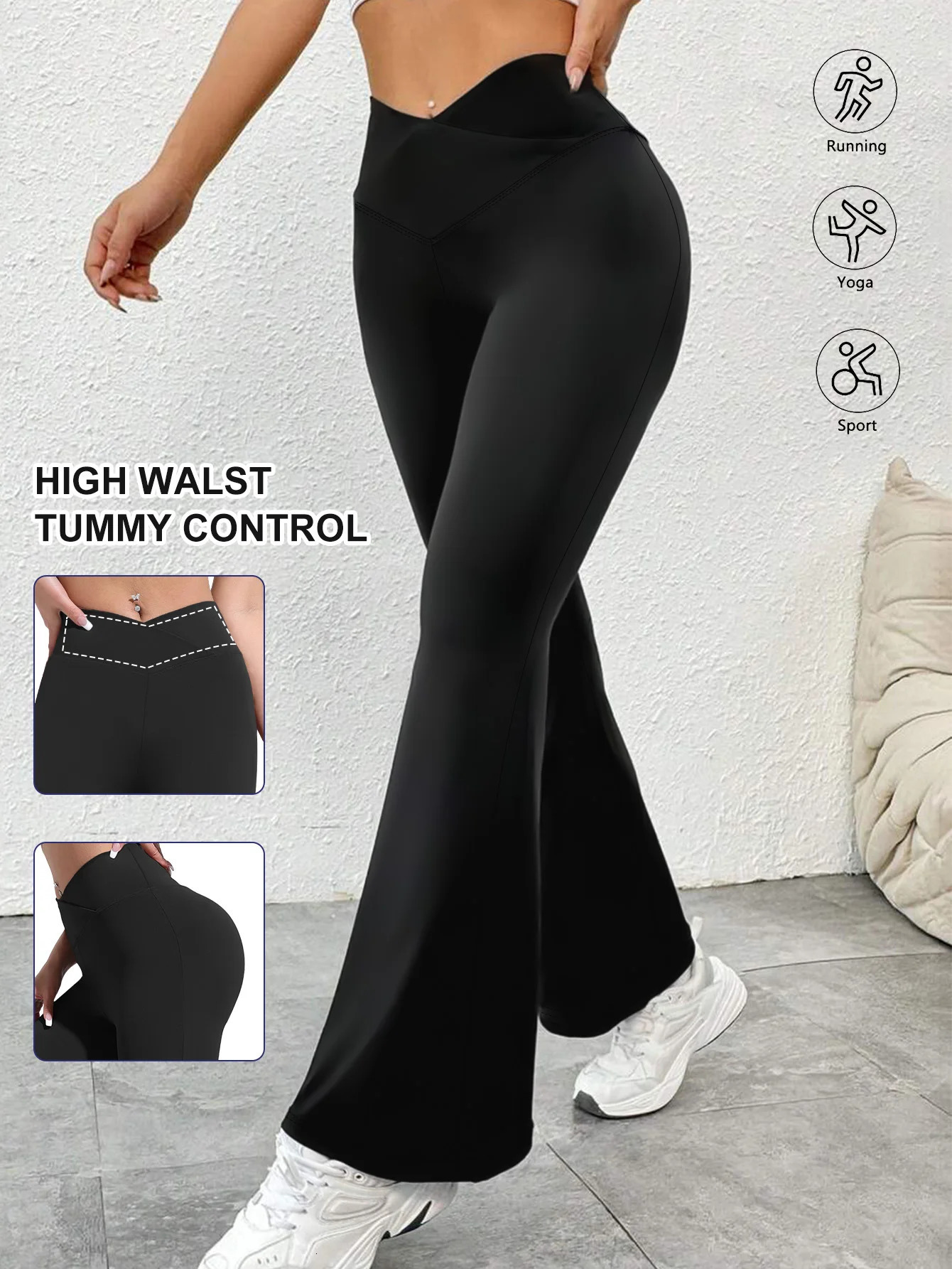 Womens Yoga Pants Summer High Waist Flared Trousers Tummy Control Workout Leggings s for Women 250725