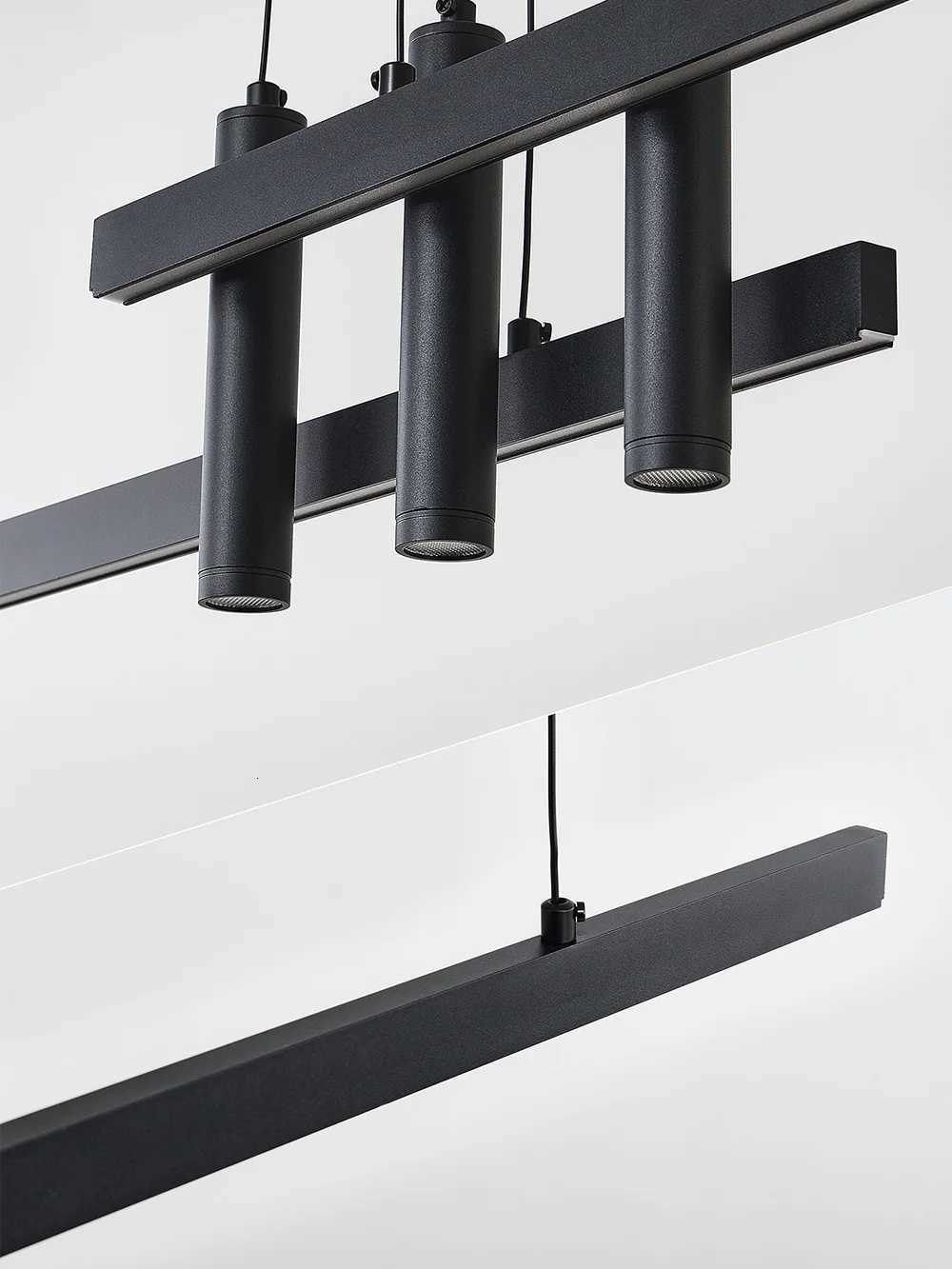 Modern Black Linear Chandelier for Dining Room Creative Hanging Lamp for Kitchen Island Dining Table Office Study LED Lighting XJ250725