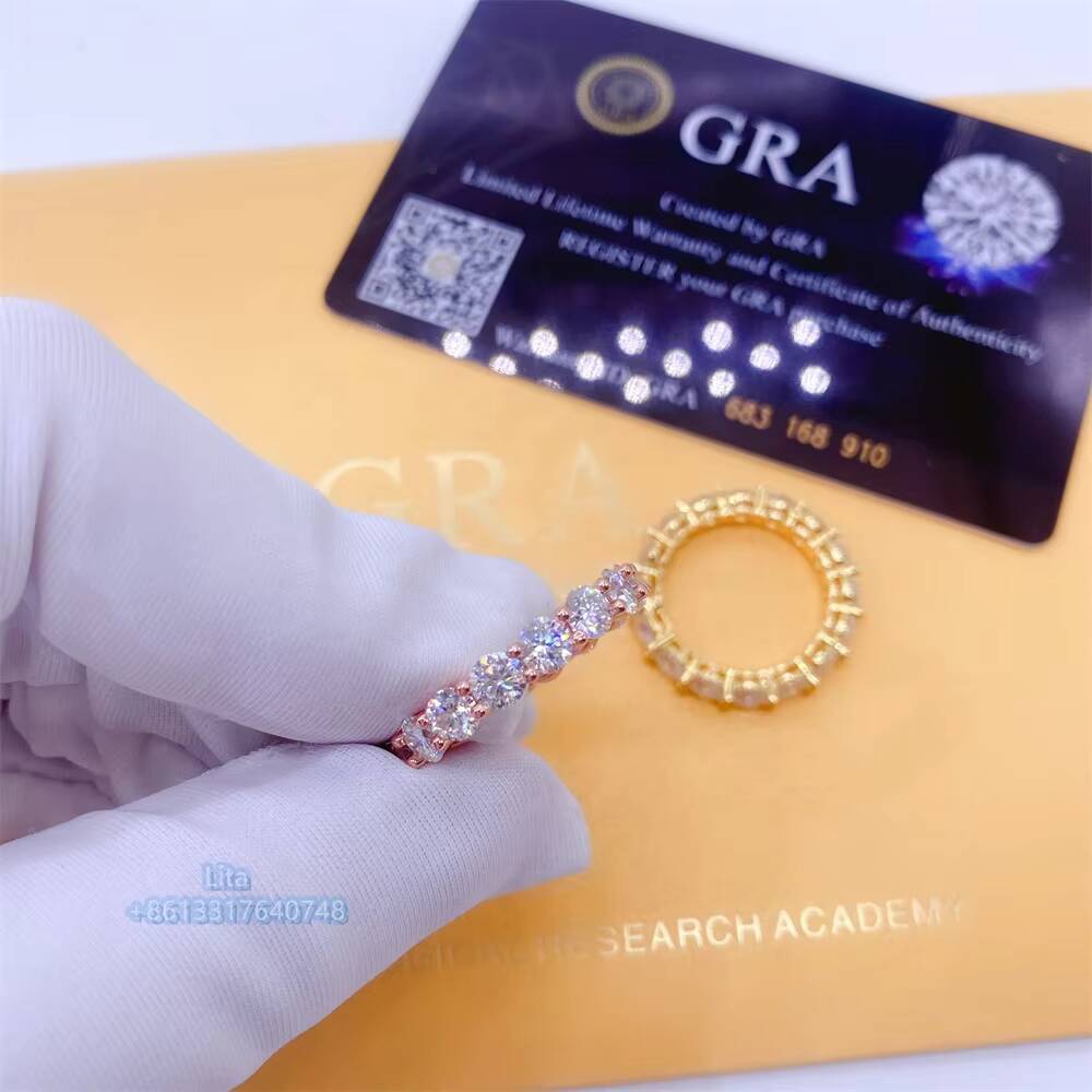 New Arrival Stock Cheapest Price 14k 18k Gold Plated 4mm Tennis Eternity Band Sterling Silver Ring