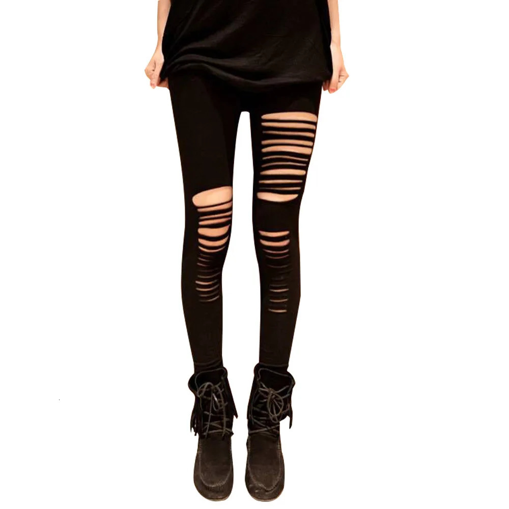 Sexy Leggings Ripped Leggin Low Waist Pants Hollow Out Stretch Dancing Club Street 250725