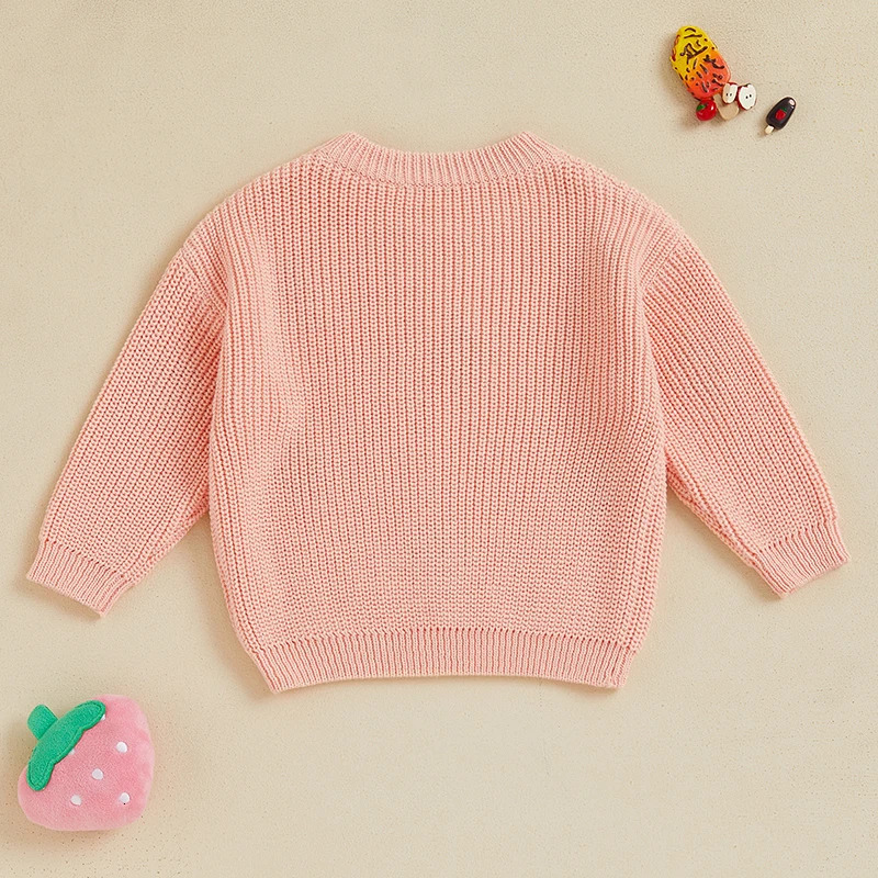 0-3Y Toddler Baby Girls Sweater Strawberry Embroidered Long Sleeve Pullovers Fall Winter Kids Clothes Baby Jumpers Tops 250725