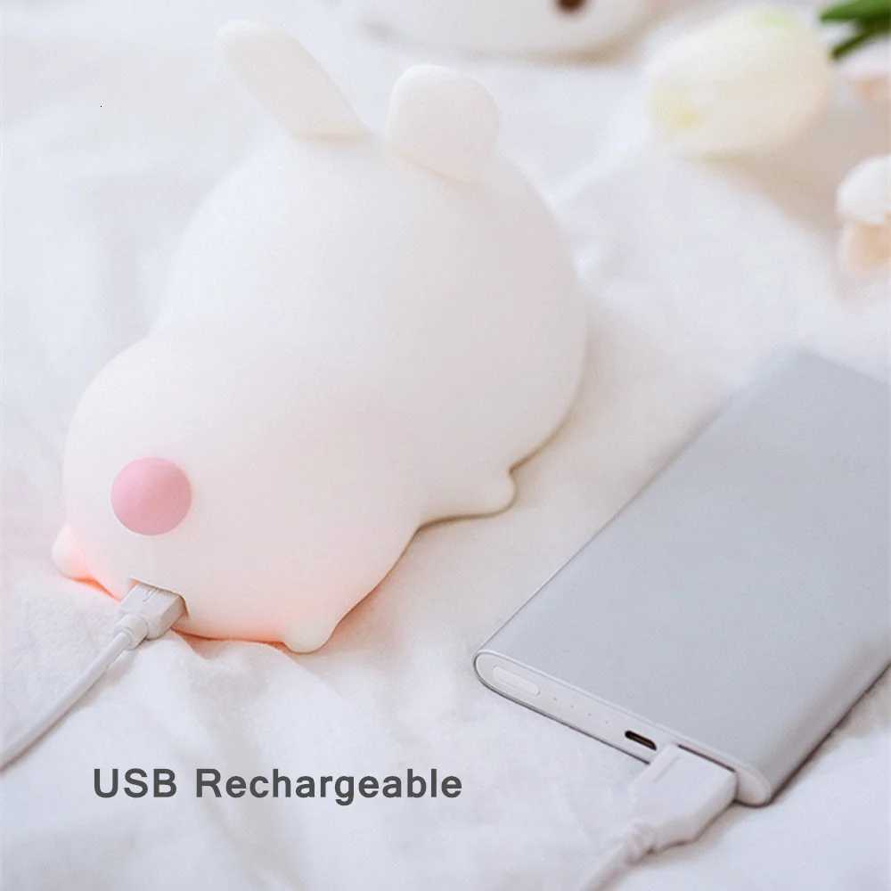 16 Colors USB Rechargeable Silicone Bunny Night Light with Touch Sensor RGB LED for Children Baby Toy Festival Gift XJ250725