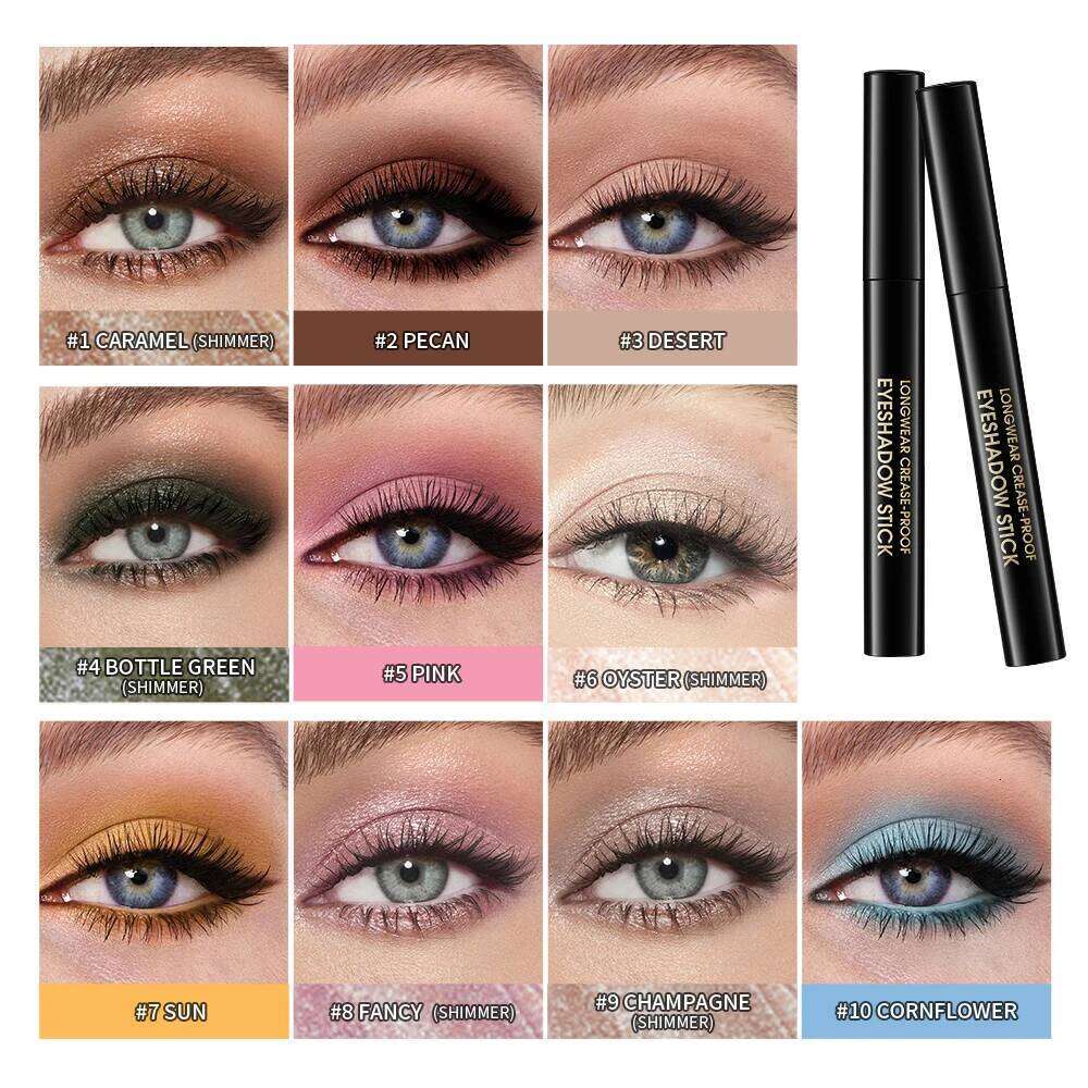 Colors Glitter 10 Counts Highlighter Eye Shadow Stick Set Colorful Eyeshadow Pencil Crayon Eyeliner Cosmetic