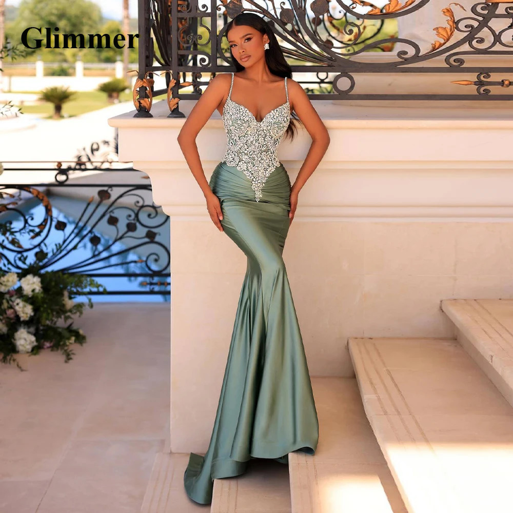 Glimmer ious Celebrity Dress for Women s Mermaid Pleats Long Party Vestido De Formatura Customized 250725
