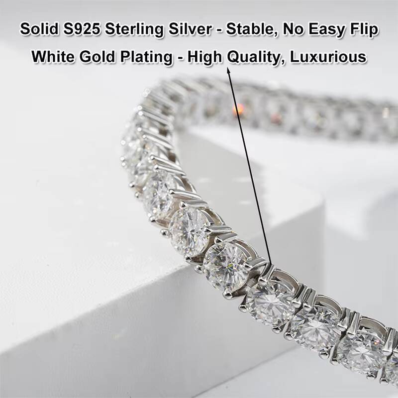 Stargems Wholesale S925 Sterling Silver Moissanite Necklace 3mm 4mm 5mm DEF VVS Moissanite Tennis Chain