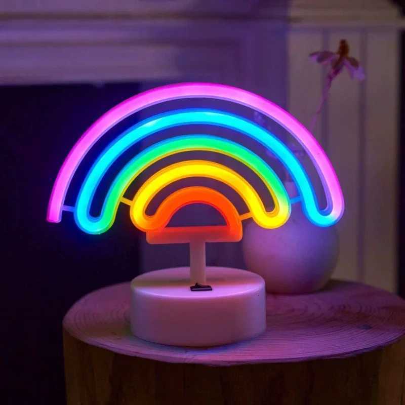 Battery/USB LED Neon Night Light Sign Flamingo Coconut Tree Cactus Table Lamp Kids Birthday Gifts Bedroom Christmas Art Decor XJ250725