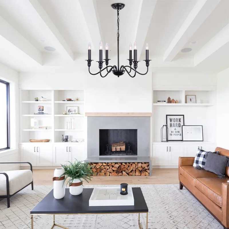 Retro Loft Living Room Chandelier Lighting E14 Vintage American Style Black/Gold Ceiling Chandelier Household Dining Room Light XJ250725