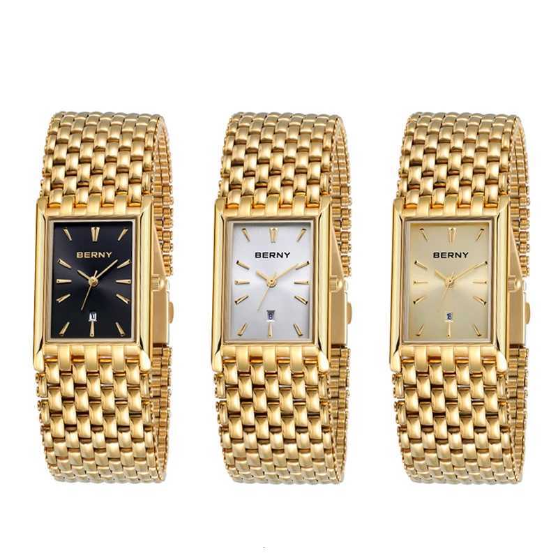 BERNY MIYOTA Quartz Watch Men Luxury Brand Mens Wristwatch Water Resistant Square Clock Stainless Steel Golden Mens Watch 2023 X250726