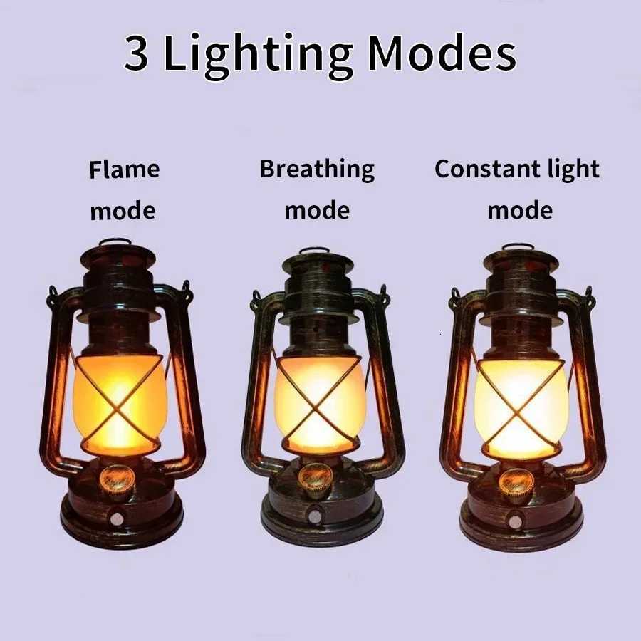 3 Lighting Modes Retro LED Table Lamp Rechargeable Vintage Desktop Atmosphere Light Portable Lanterns Hanging Travel Camping Lamp XJ250725