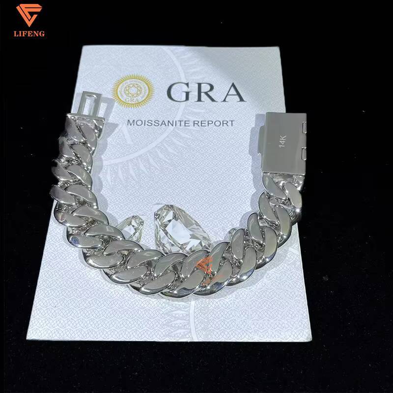 Hot Sell 16mm Hip Hop Moissanite Bracelet Men 925 Silver Moissanite Cuban Bracelet Custom Iced Out Bracelet Moissanite Jewelry