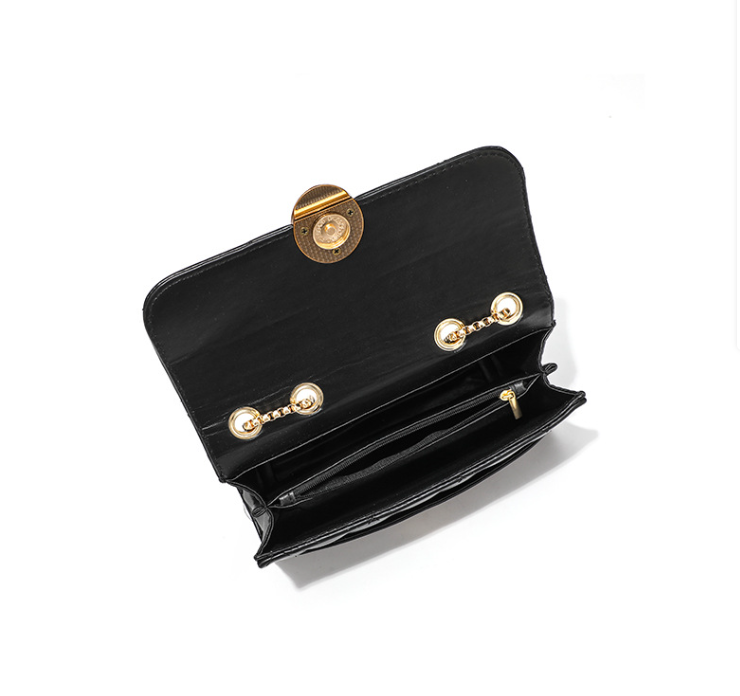 Cross Body Small Quilted Shoulder Bag for Women Chain Square Fashion Casual Simple Metal Top Handle Flap Evening Purse with Gold Chain Strap