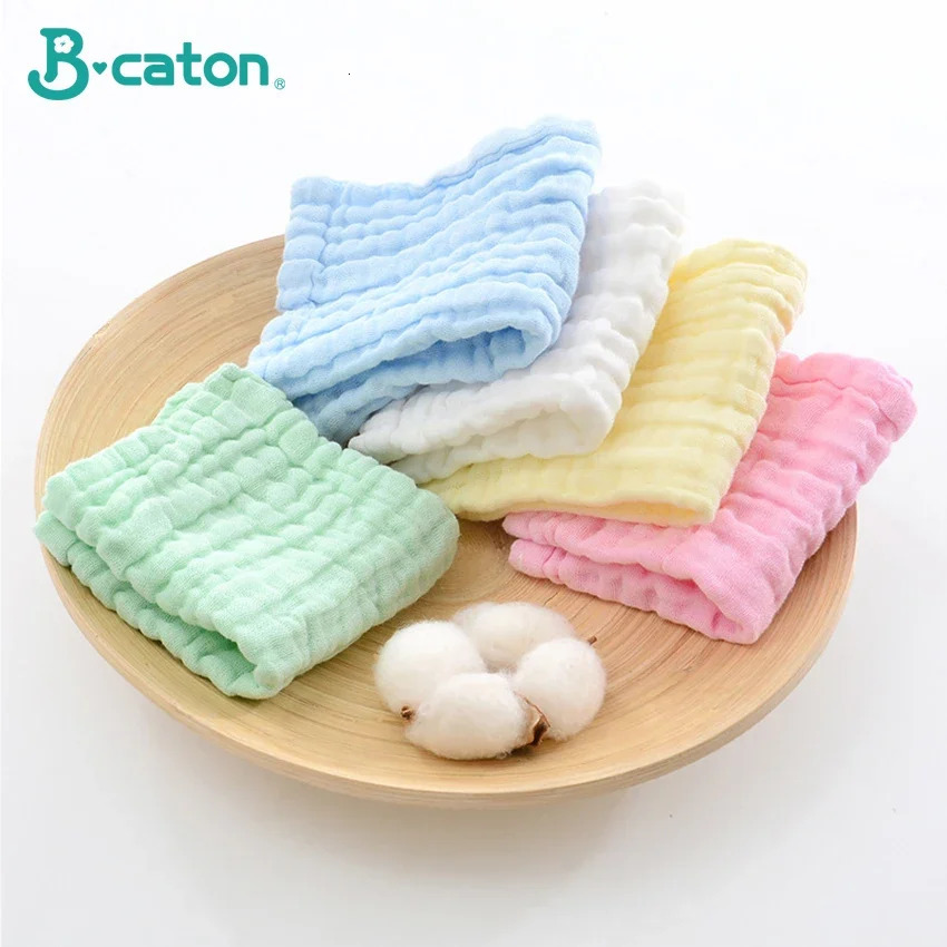 5PCS Baby Bath Towel 100% Cotton Muslin Squares 6 Layers Gauze Kid Facecloth Face Wash Wipe Hand Soft born Stuff Handkerchief 250725