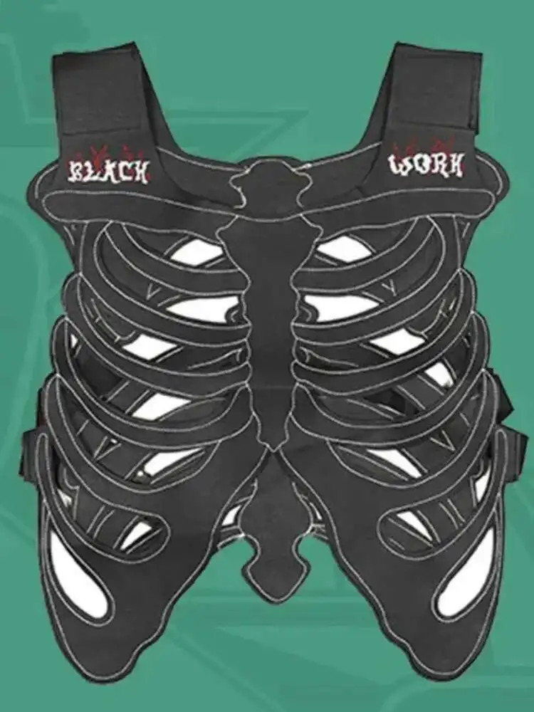 HKSH Mens Dark Niche n Skull Hollow Skeleton Vest Women High Street 3D Waistcoat PU Leather Outwear Tank Tops HK0606 250725