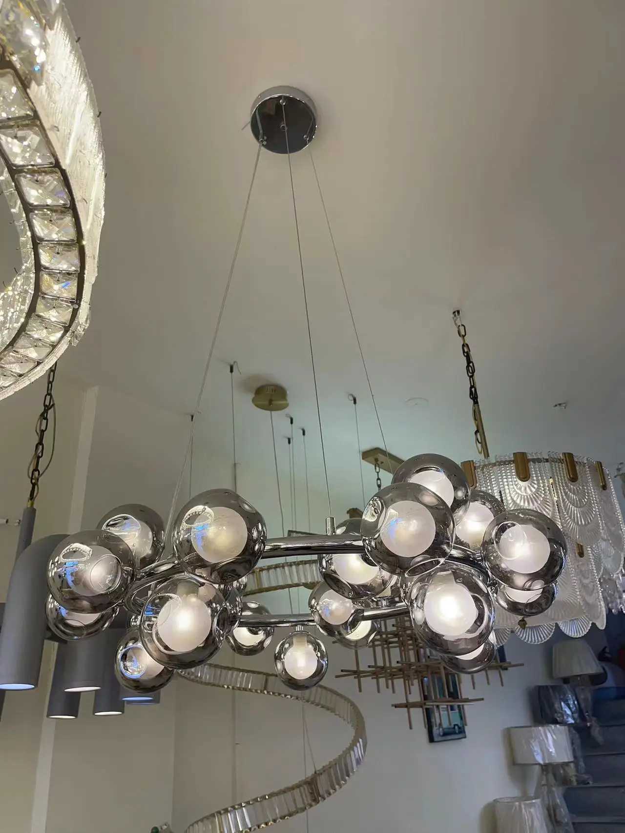 Nordic Round Chandelier Glass Ball Chandeliers Restaurant Bar Kitchen Living Room Ring Scandinavian Lighting FixturesXJ250725