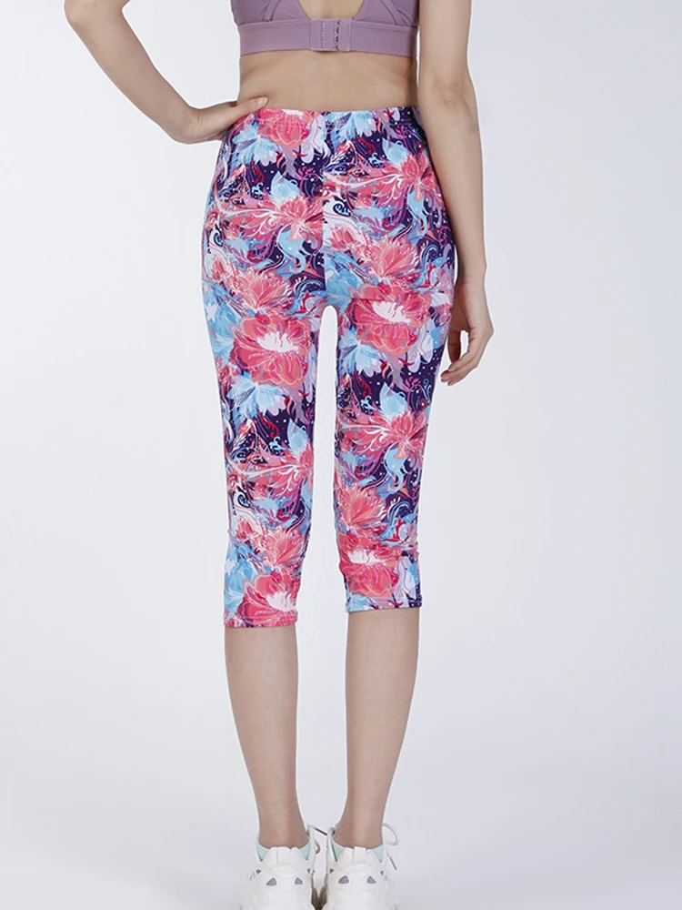 CHSDCSI Short Pants Printing Leggings Summer Bottoms Fitness Elastic Women Big Red Floral Leggins Dropship 250725