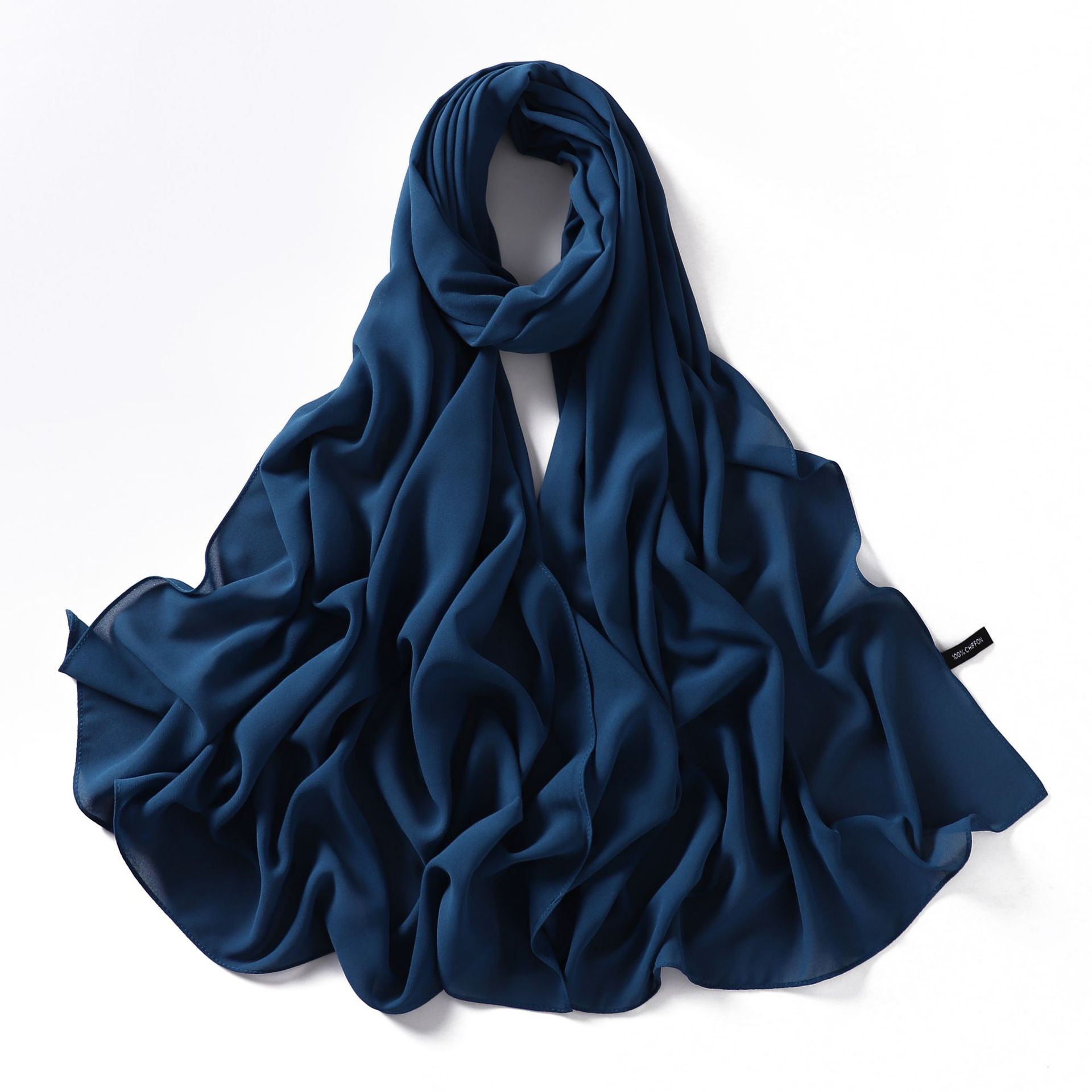 K1482 Fine tweezers corner right angle edge solid color pearl chiffon long scarf good feel chiffon headscarf gauze scarf thin