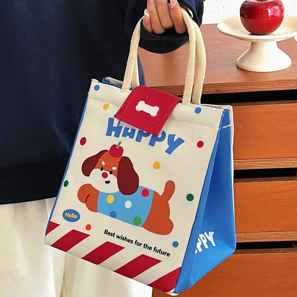 Cute Bento Bag For Office Workers Large Capacity Tote Bag Cartoon Insulated Fresh-Keeping Bag Student Lunch Box Bag 250723