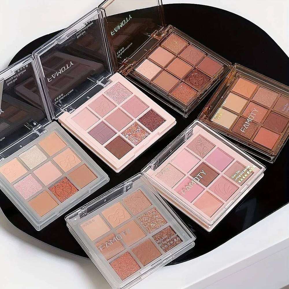 9 Colors Eyeshadow Palette, Dark Black Grey Siery Color Shimmer Matte Glitter Finish y Style