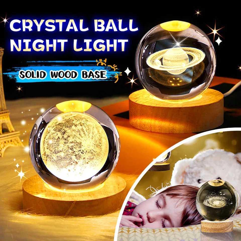 Crystal Ball Night Light LED Galaxy Children Night Lamp For Bedroom Ambient Light Creative Gift Night Light USB LED Light XJ250725
