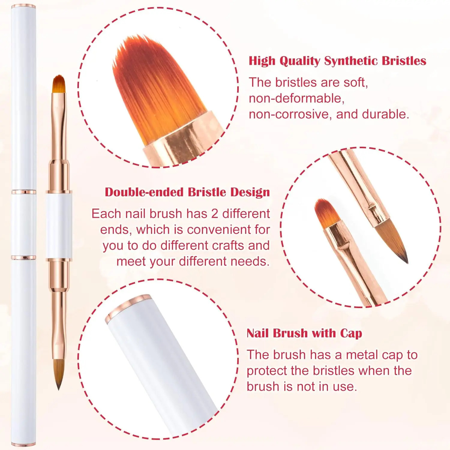 5-piece double head metal nail brush set nail brush nail polish brush gel making brush nail tool cleaning brush nail n 250716