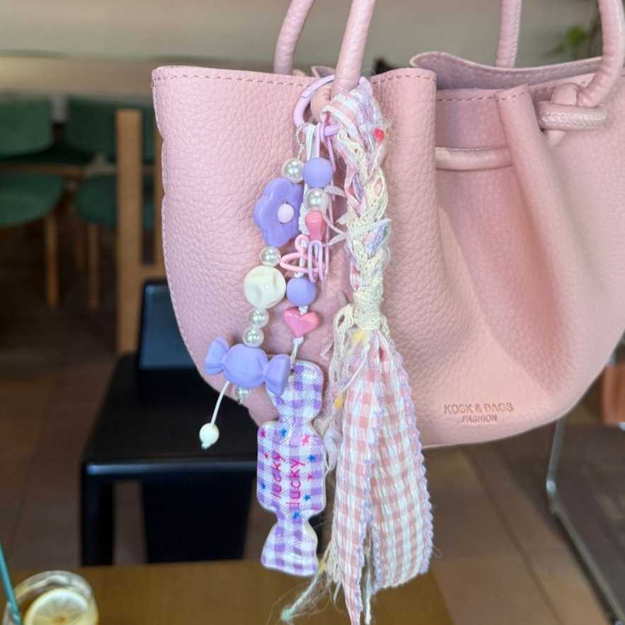 Korean Style Ins Bag Pendant Dopamine Flower Bowknot New Keychain 250715