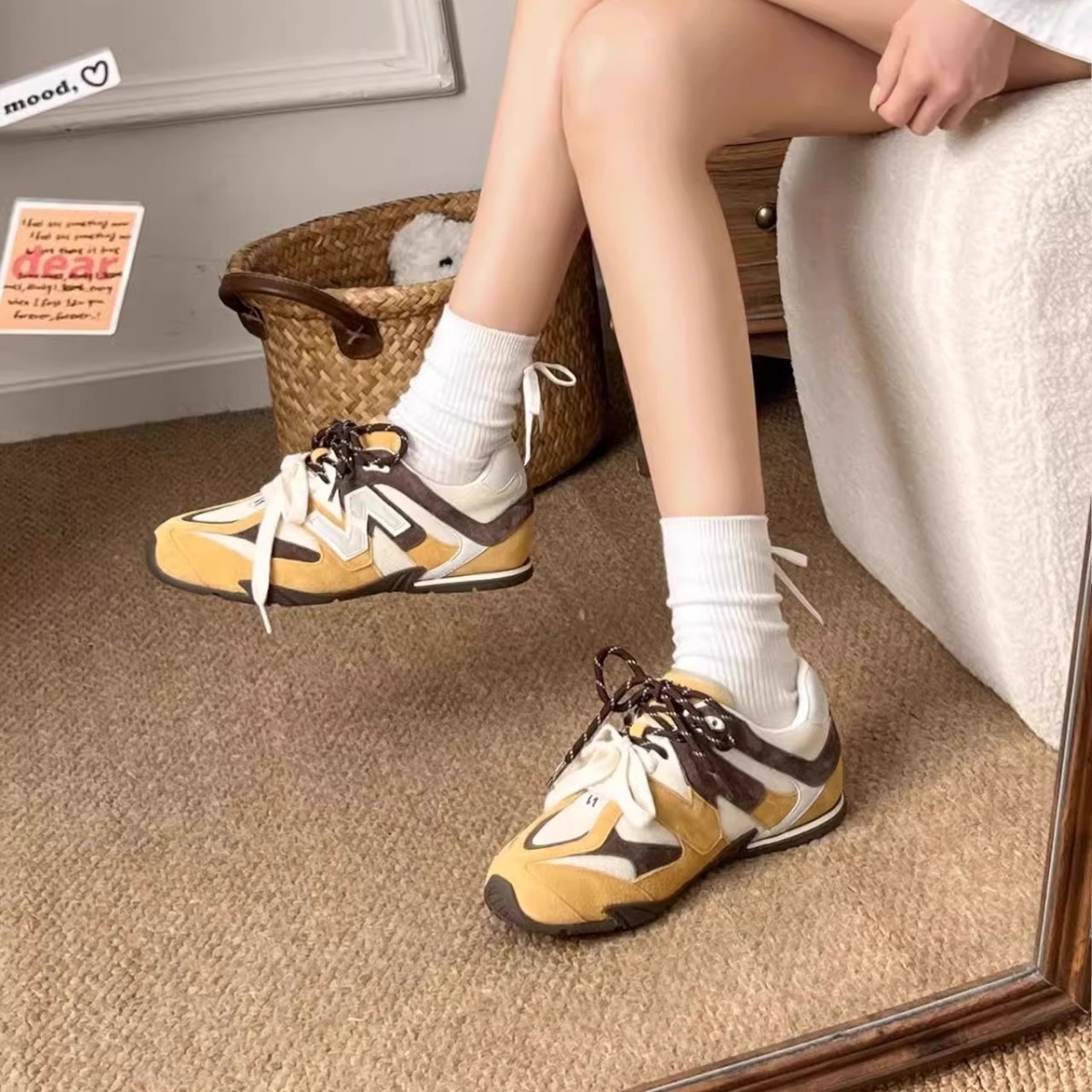 Lightweight Desert Boots for Women 2025 New Spring Retro All-match Waffle Thick-soled Gump Shoes Lace-up Casual Shoes