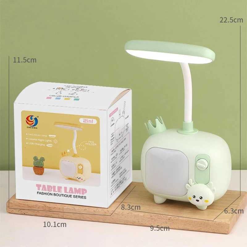 Creative USB LED Night Lights Small TV Desk Lamp Pen Holder Dual Purpose Desktop Girl Heart Cute Atmosphere LED Reading Lamps XJ250725