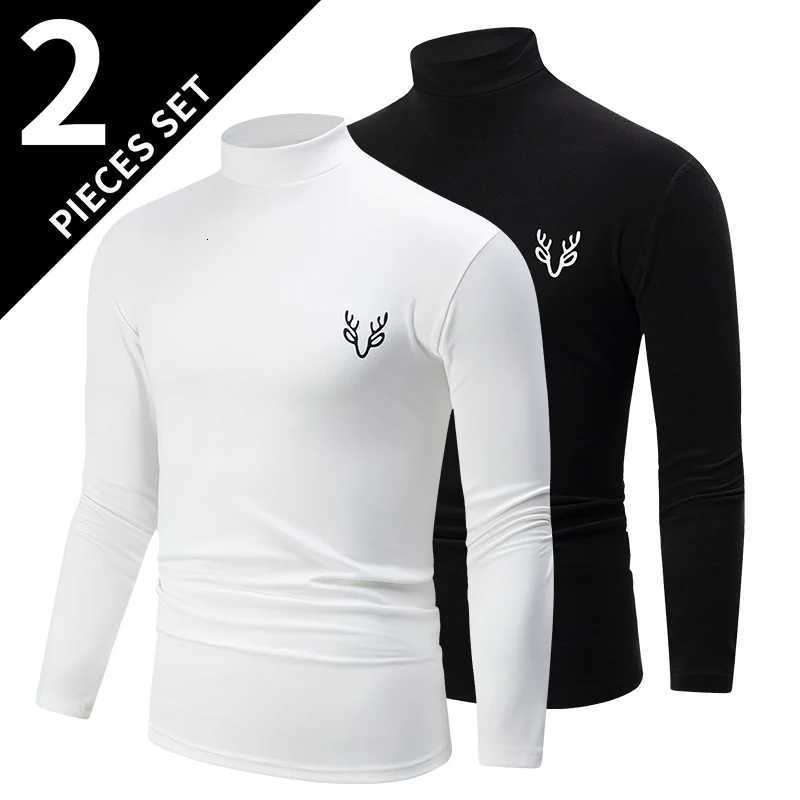 1/2 Pack Mens Fall/Winter Turtleneck Backcoat Solid Color Simple Warm Long Sleeve Shirt Teenagers School Uniforms with Sanded Z250725