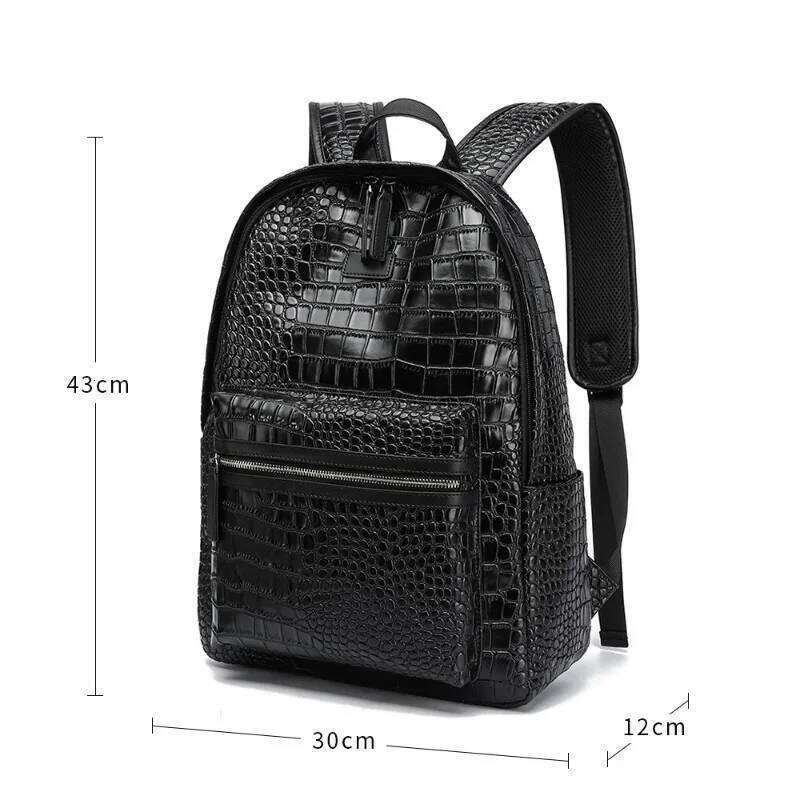 Fashion Backpack Alligator PU Leather for Men Laptop Bags Large Capacity Travel Backpacks Student Schoolbag