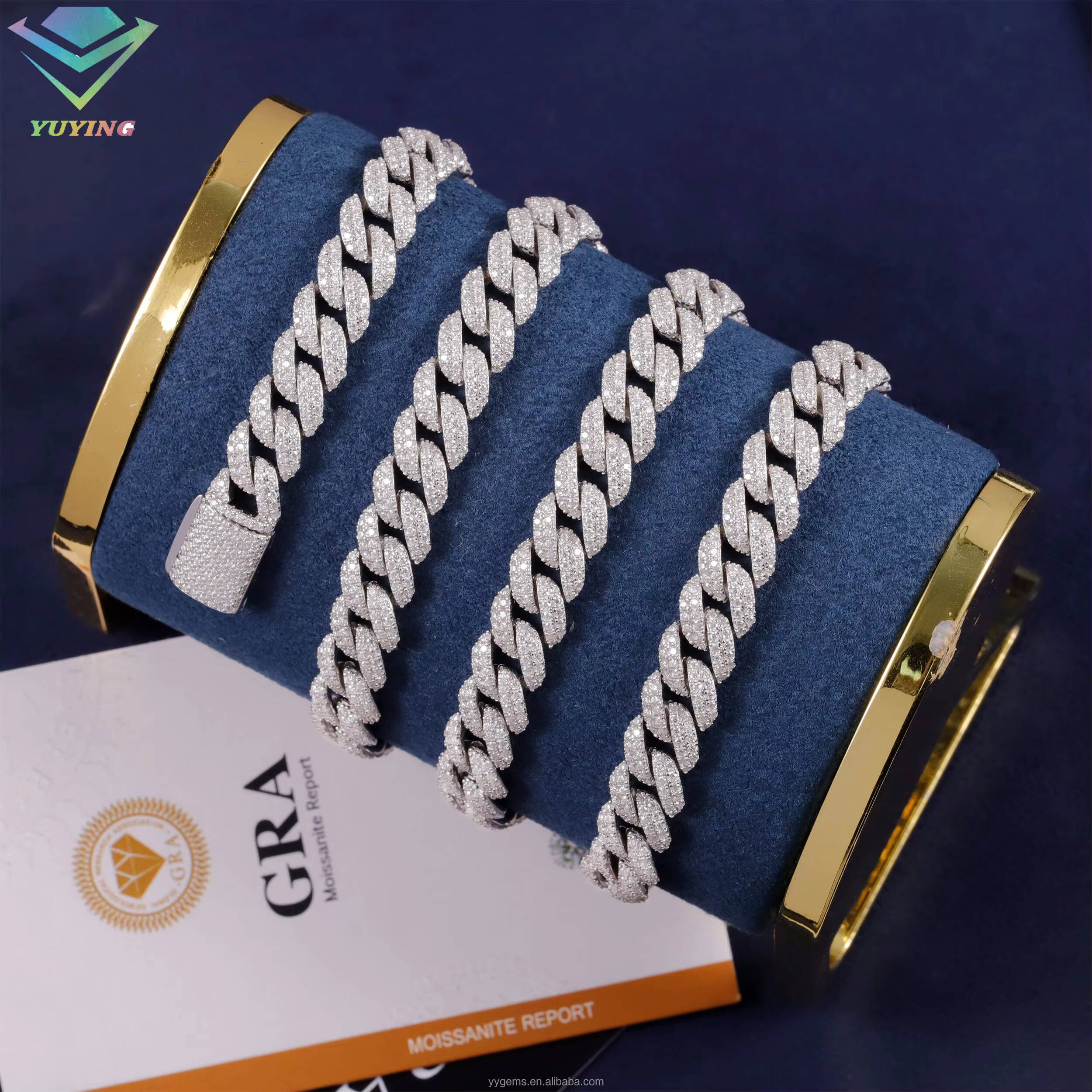 2025RTS Hot-sale 9 mm Cuban Link Chian Vvs Moissanite Pass Diamond Tester 925 Sterling Silver Fine Jewelry Necklaces for Men