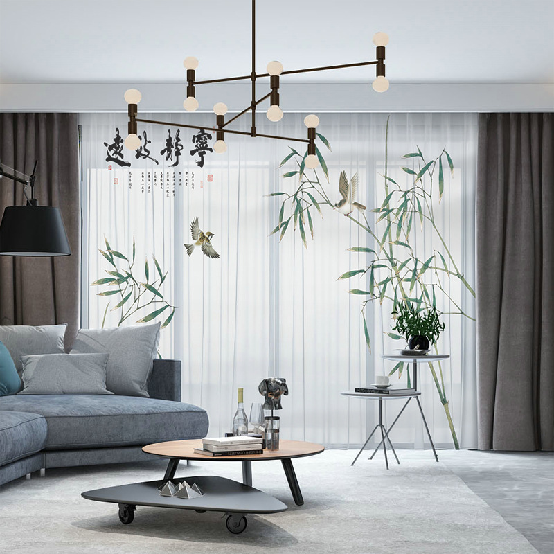 YL-36721 Chinese style curtain for the whole house, new Chinese style, Jiangnan retro classical Hui style ancient building living room villa blackout 