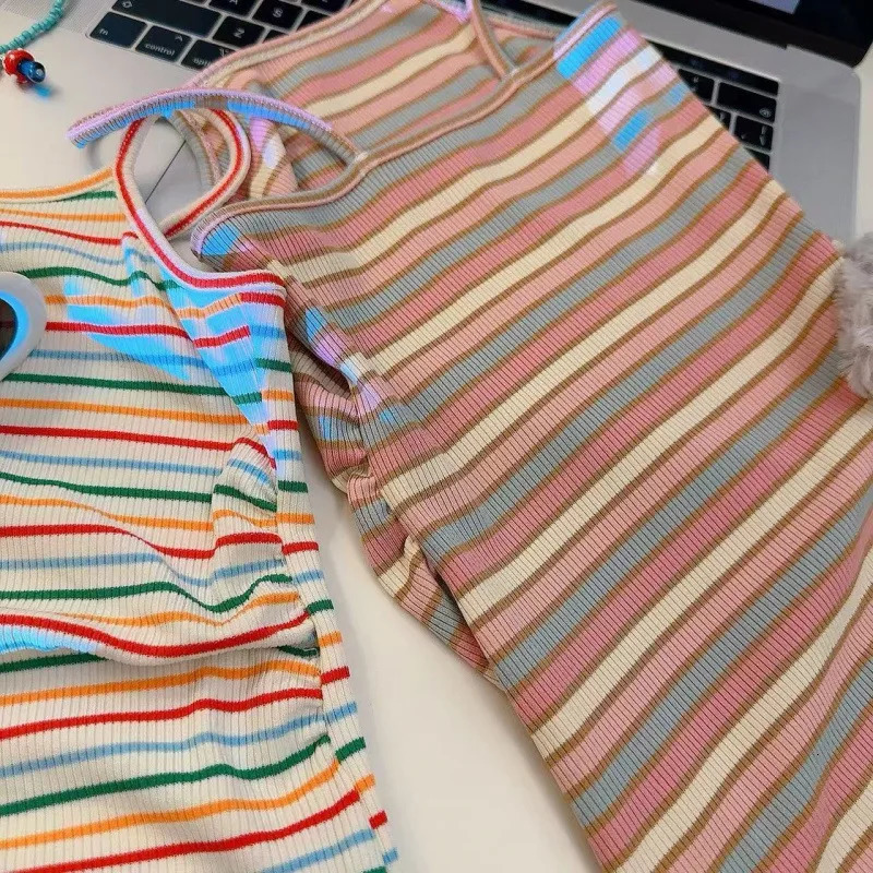 Children Suspender Striped Long Skirts Girls Baby Princess Summer Casual Vest Dresses Fashion Cute Student Kids Short Skirt 250725