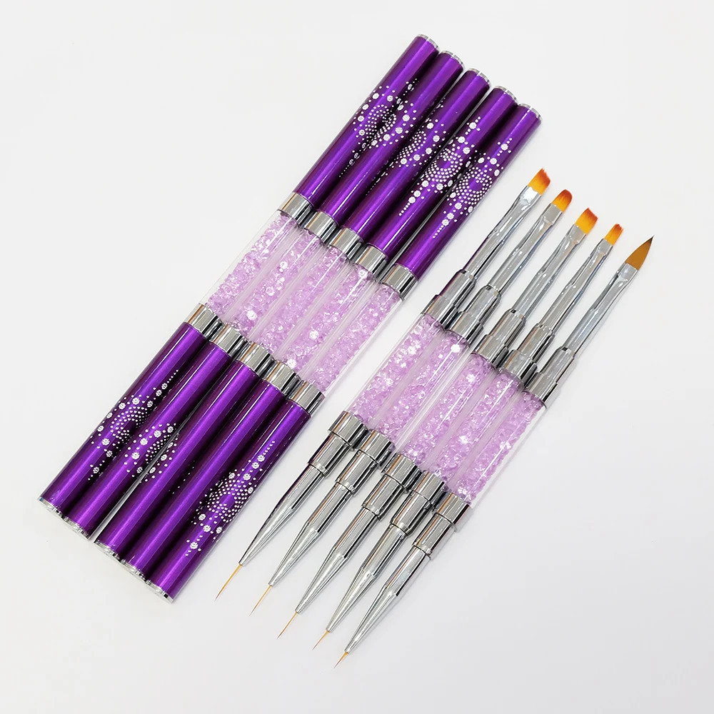 Dual-ended Nail Brush Acrylic Nail Art Brushes Professional Gel Nail Polish Liner Flower Painting Drawing Manicure Tools 250716